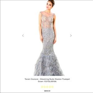 Terrani couture dress has a rip on the bottom of dress. Has beencleaned